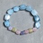 Aquamarine bracelet faceted pieces, 12×10mm ± Morganite cube 7.5mm ±, length 18cm ± stretch