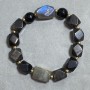 Labradorite bracelet faceted pieces, diameter 16x10mm +- silvery obsidian 11x10mm +-, length 18cm +- stretch