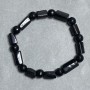 Bracelet Tourmaline Schorl with processed stone, diameter 13x7mm+- Agate faceted bead 8mm+-, length 18cm +- stretch