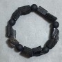 Bracelet Tourmaline Schorl unprocessed stone, diameter 14-16×11mm ± Shungite bead 10mm ±, length 18cm ± stretch