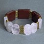 Bracelet Pink Quartz link, bead diameter 18×13mm ±, Carnelian link 24×19mm ±, length 18cm ± stretch