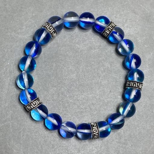 Opal glass bead bracelet 8mm +/-, length 18cm +/- stretch