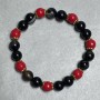 Agate bead bracelet, bead diameter 8mm ± Coral faceted bead 8mm ± length 18cm ± stretch