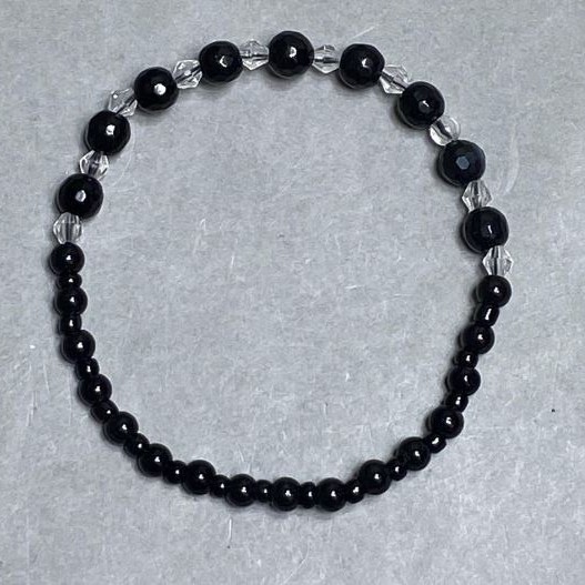 Agate Bead Bracelet, diameter 4mm± 6mm± seed beads 4mm±, length 18cm ± stretch