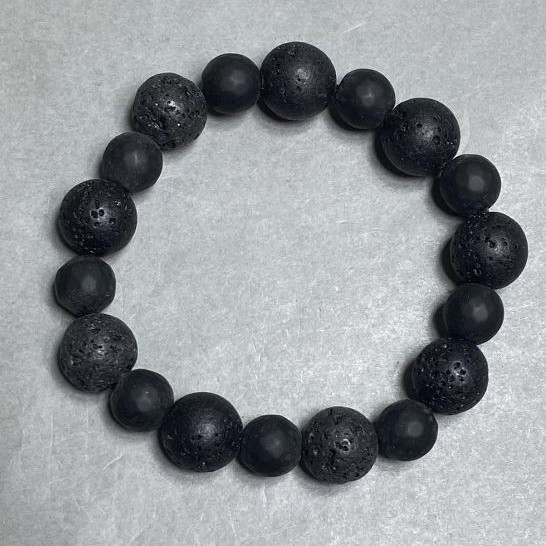 Lava bracelet, round beads, diameter 10–12 mm ±, length 18 cm ±, stretch