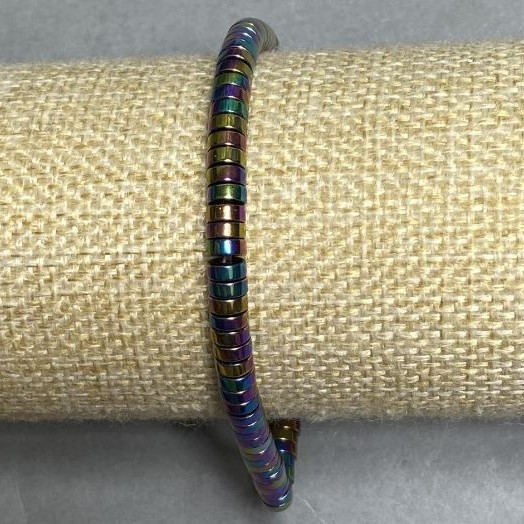 Hematite Rondelle Bracelet, diameter 5x2 mm ±, length 18 cm ± stretch