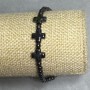 Hematite bead bracelet, bead diameter 4mm ±, cross 10x10mm +-, length 18cm ± stretch
