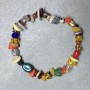 Stretch bracelet Agate Coral Citrine bead chips 6-13x2-6mm +- , length 18cm +- stretch