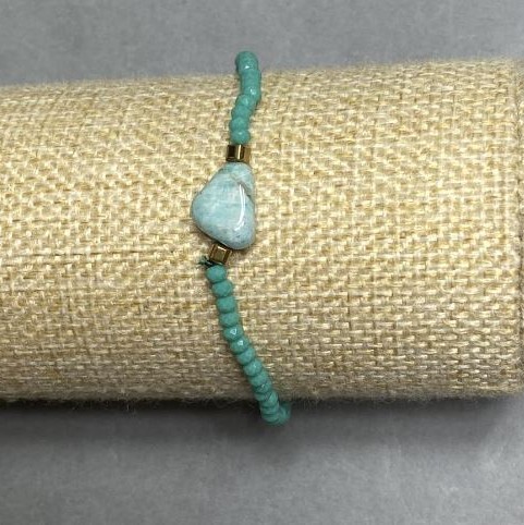 Bracelet Czech crystal faceted rondelle 3x2, 5mm+/- Amazonite tumbled 12x9mm+-, length 18cm +/- stretch
