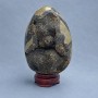 Souvenir egg natural stone Septaria, diameter 120×88 mm ± weight 1134 g. on a stand