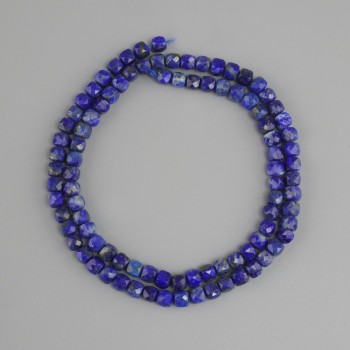 Lapis lazuli beads faceted cube, diameter 4x4 mm +/- , thread length 39 cm +/-