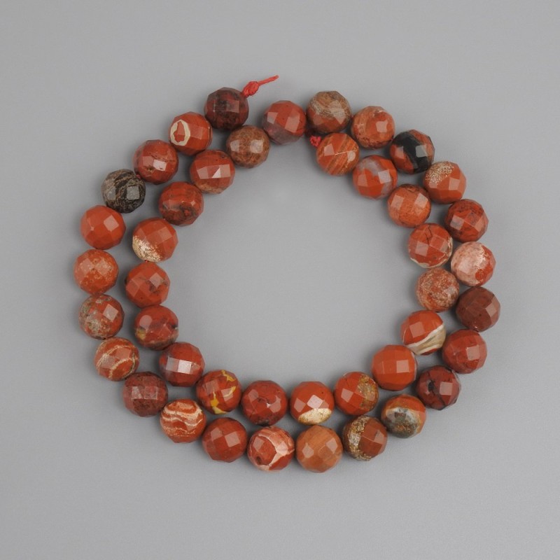 Red Jasper beads, faceted round bead, diameter 8mm+/-, length 36cm+