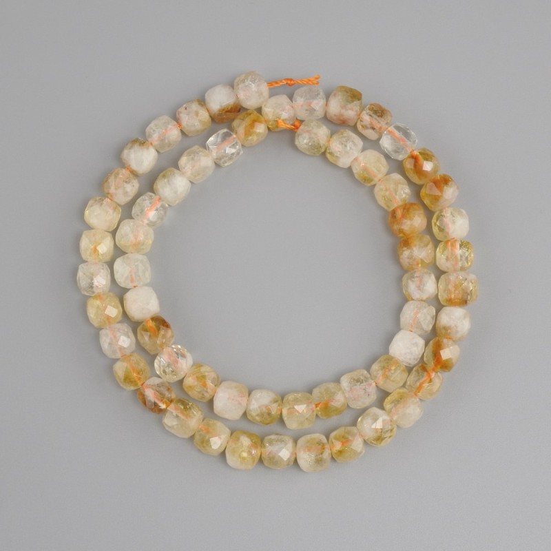 Citrine faceted cube beads, diameter 6×6mm +- , length 38cm +-