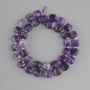 Amethyst beads faceted cube 8.5x8.5 mm +- seed beads 3 mm +-, length 37 cm +-