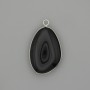 Pendant Black Agate in a silver-tone metal setting 30x22mm+
