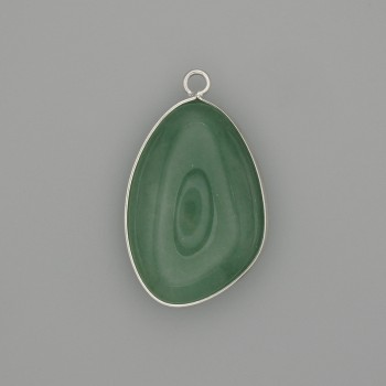 Nephrite pendant in a silver-coloured metal setting 30x22mm+