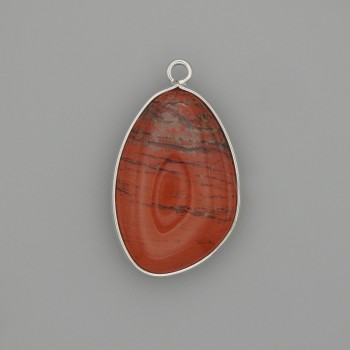 Pendant Red Jasper in a silver-coloured metal setting 30x22mm+