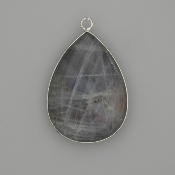 Labradorite pendant in a silver-coloured metal setting 36x26mm+
