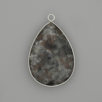 Pendant with Yooperlite in a silver-tone metal setting 36x26mm+