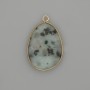 Jasper pendant Kiwi oval faceted in a gold-coloured metal setting 32x22mm+