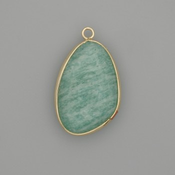 Pendant Amazonite in a gold-coloured metal setting 32x22 mm+
