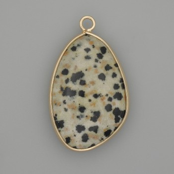 Jasper Dalmatian pendant in a gold-coloured metal setting 32x22mm+