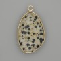 Jasper Dalmatian pendant in a gold-coloured metal setting 32x22mm+