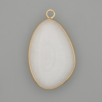 Pendant White Quartz in a gold-coloured metal setting 32x22mm+