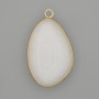Pendant White Quartz in a gold-coloured metal setting 32x22mm+