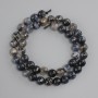 Agate "Dragon Veins" tumbled bead, faceted round bead, diameter 8 mm ±, length 36 cm ± on a thread