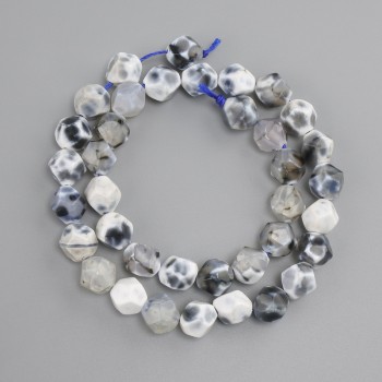 Agate 'Dragon Veins' beads faceted, diameter 10x9mm ±, length 36cm ± on a thread
