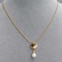 Haliotis mother-of-pearl pendant square 10x10mm ± with pearl 6mm ± on a chain, length 46cm +