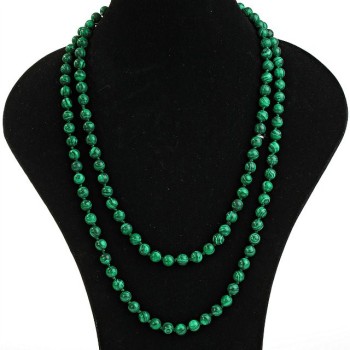 Malachite (Pressed) Necklace, round beads 8mm, length 120cm+/-