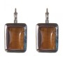 Clearance. Tiger's Eye Earrings, Smooth Setting, Rectangular Stone 2.3x1.8cm, Length 3.5cm