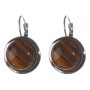 Clearance. Tiger's Eye Earrings in a Smooth Bezel with Round Stone 20mm, length 30mm