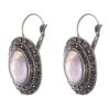 Clearance Amethyst Earrings, "Drip Silver" Setting, Oval Stone 2.5x1.9cm, Length 3.5cm