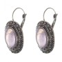 Clearance Amethyst Earrings, "Drip Silver" Setting, Oval Stone 2.5x1.9cm, Length 3.5cm