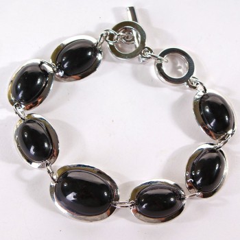 Clearance. Agate Bracelet Smooth Bezel Oval Stone 18x22+15x20mm, length 18–21cm