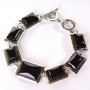 Clearance. Agate Bracelet with smooth rectangular setting, stone 18×22+15×20mm, length 18–21cm