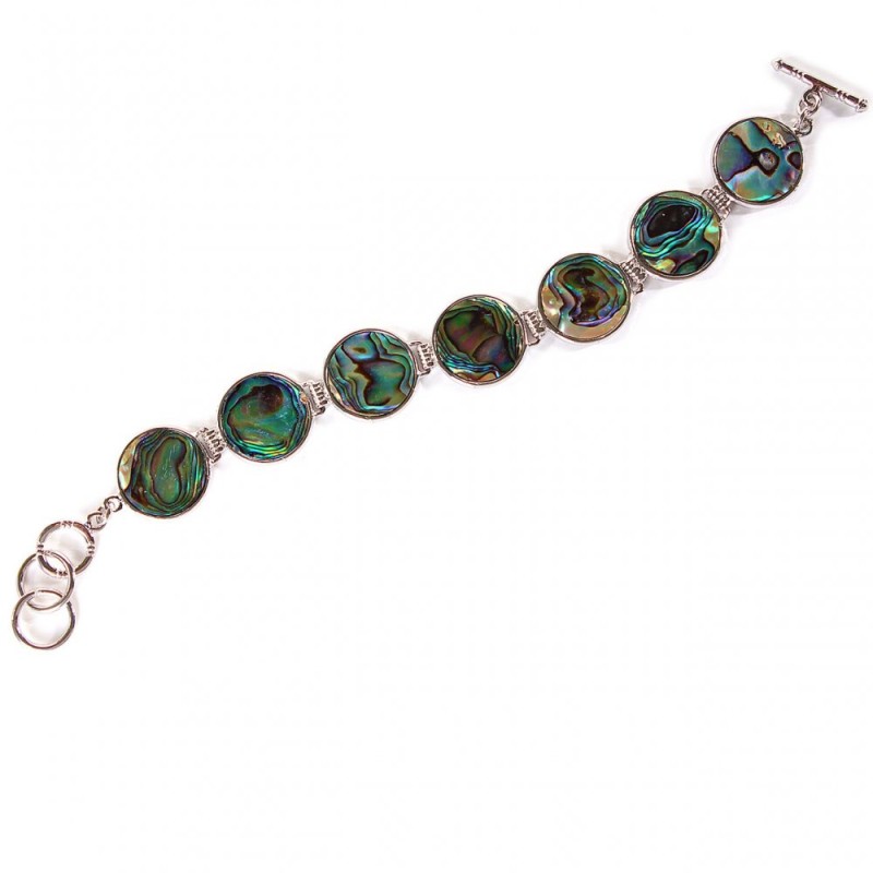 Clearance Abalone Bracelet, 7 Round Stones, Toggle Clasp