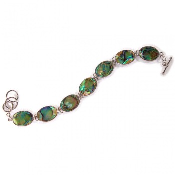 Clearance Abalone Bracelet, 7 Oval Stones, Toggle Clasp