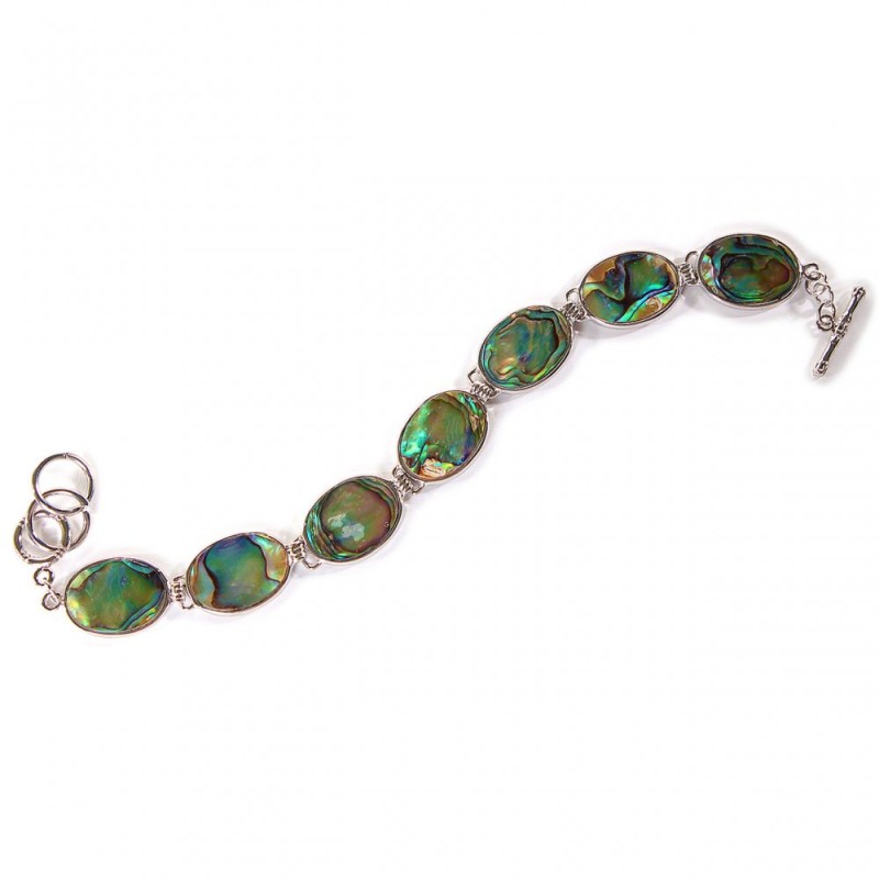 Clearance Abalone Bracelet, 7 Oval Stones, Toggle Clasp