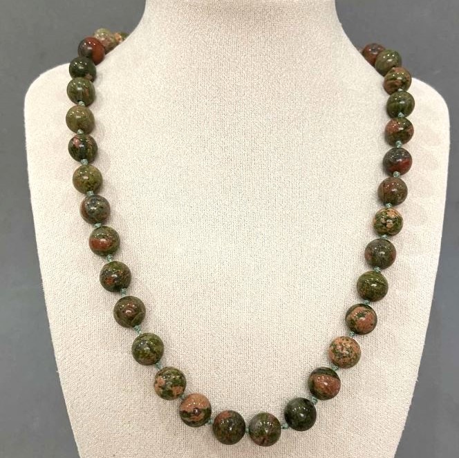 Necklace Jasper Heliotrope Bead 10mm 45cm