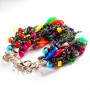 Bracelet, black macrame thread with multi-coloured faceted stones on a metal chain with a lobster clasp
