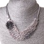 Necklace Silver Hedgehog Pendant Steel (15x3 cm) Crystal Silver, length 40-50 cm