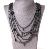 Spider Web Necklace with Oval Pendants in Black, 70cm length