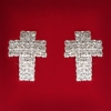 Women's Earrings White Rhinestones Light Metal Wedding Evening Studs (studs) Cross Shape Large 25mm