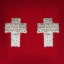Women's Earrings White Rhinestones Light Metal Wedding Evening Studs (studs) Cross Shape Large 25mm