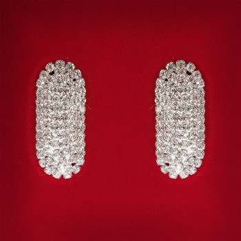 ( 45x25 mm ) Women's Earrings White Rhinestones Light Metal Wedding Evening Studs Dangle Oval
