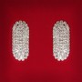 ( 45x25 mm ) Women's Earrings White Rhinestones Light Metal Wedding Evening Studs Dangle Oval
